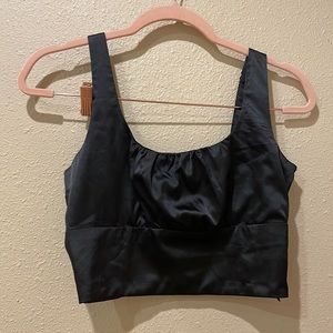 silk black cropped tank top